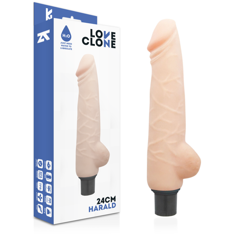💦 LOVECLONE - Vibromasseur Autolubrifiant HARALD 24 cm - Réalisme & Innovation au service du plaisir