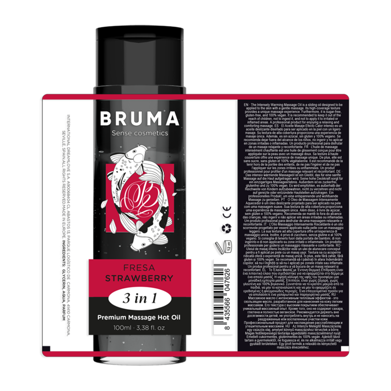 🥵 Huile de Massage Gourmande Fraise 3 en 1 – Effet Chaleur – 100ml