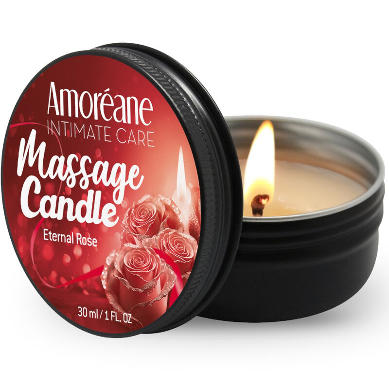 🔥 AMOREANE – Bougie de Massage Rose Éternelle 30 ml
