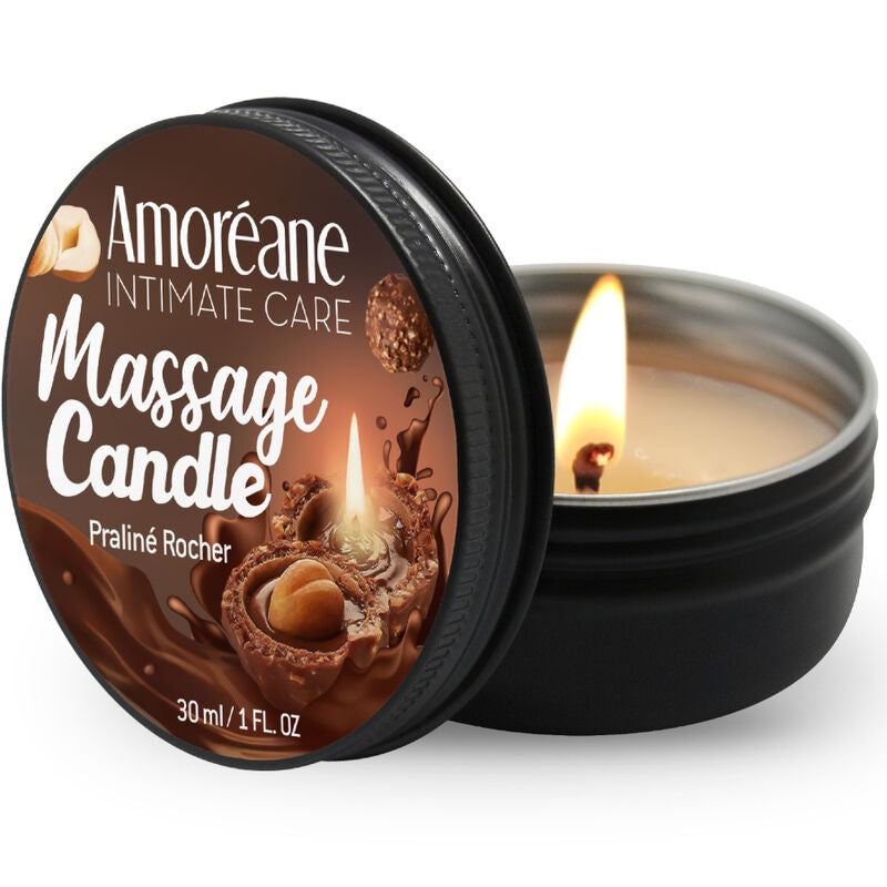 🌟 Bougie de Massage Gourmande – AMOREANE Rocher Praliné 30 ml