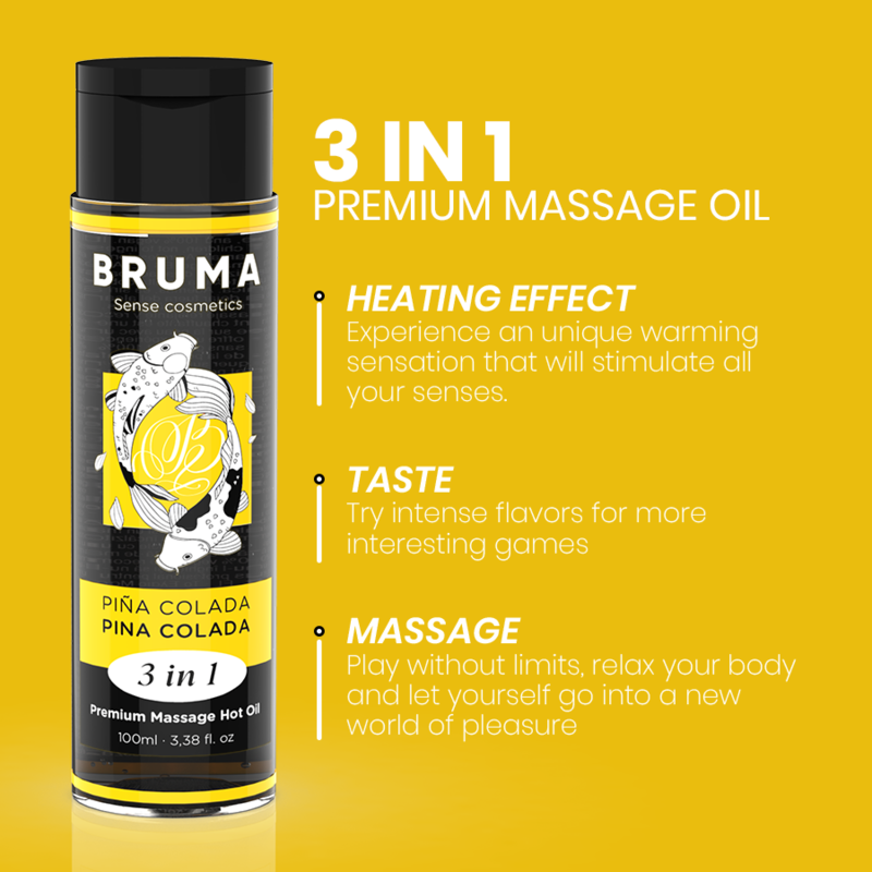 🌴 BRUMA - Huile de Massage Premium Effet Chaleur Saveur Pina Colada 3 en 1 – 100 ml
