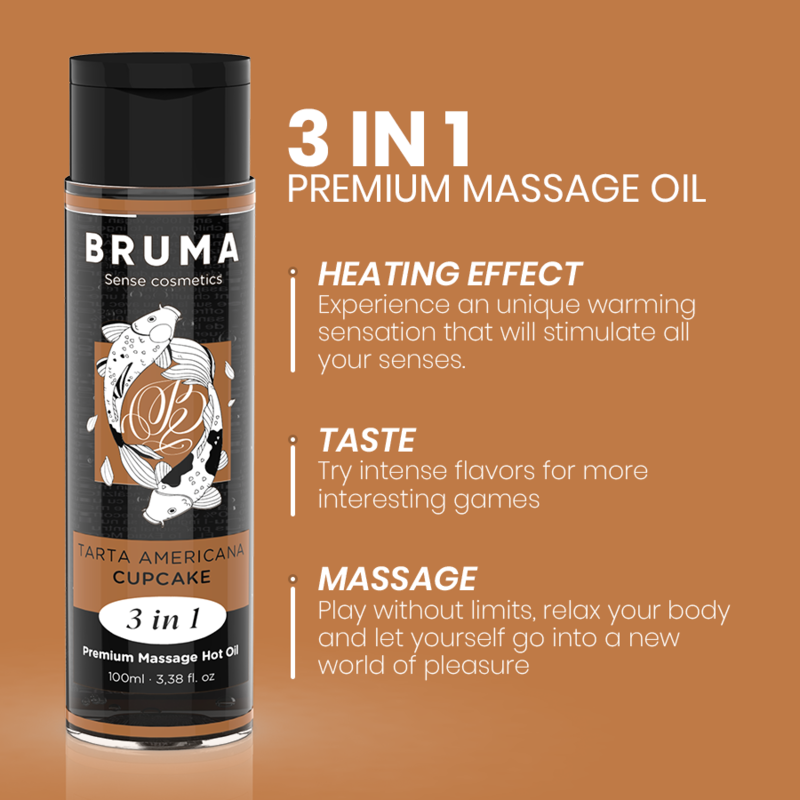 🍰 BRUMA – Huile de Massage Premium Effet Chaleur 3 en 1 – Saveur Cupcake – 100 ml