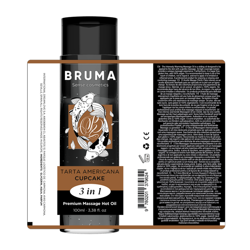 🍰 BRUMA – Huile de Massage Premium Effet Chaleur 3 en 1 – Saveur Cupcake – 100 ml