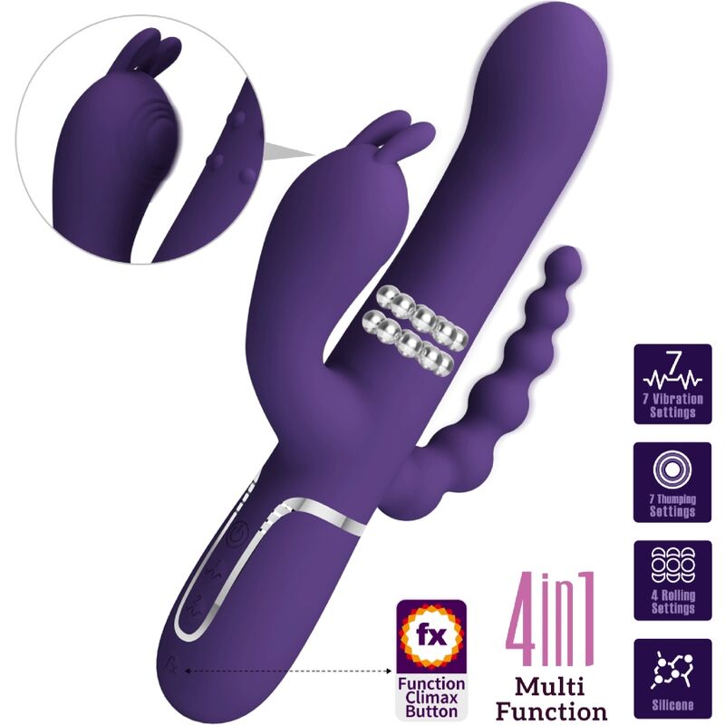 🟣 PRETTY LOVE – Cammy Triple Vibromasseur Multifonction 4 en 1