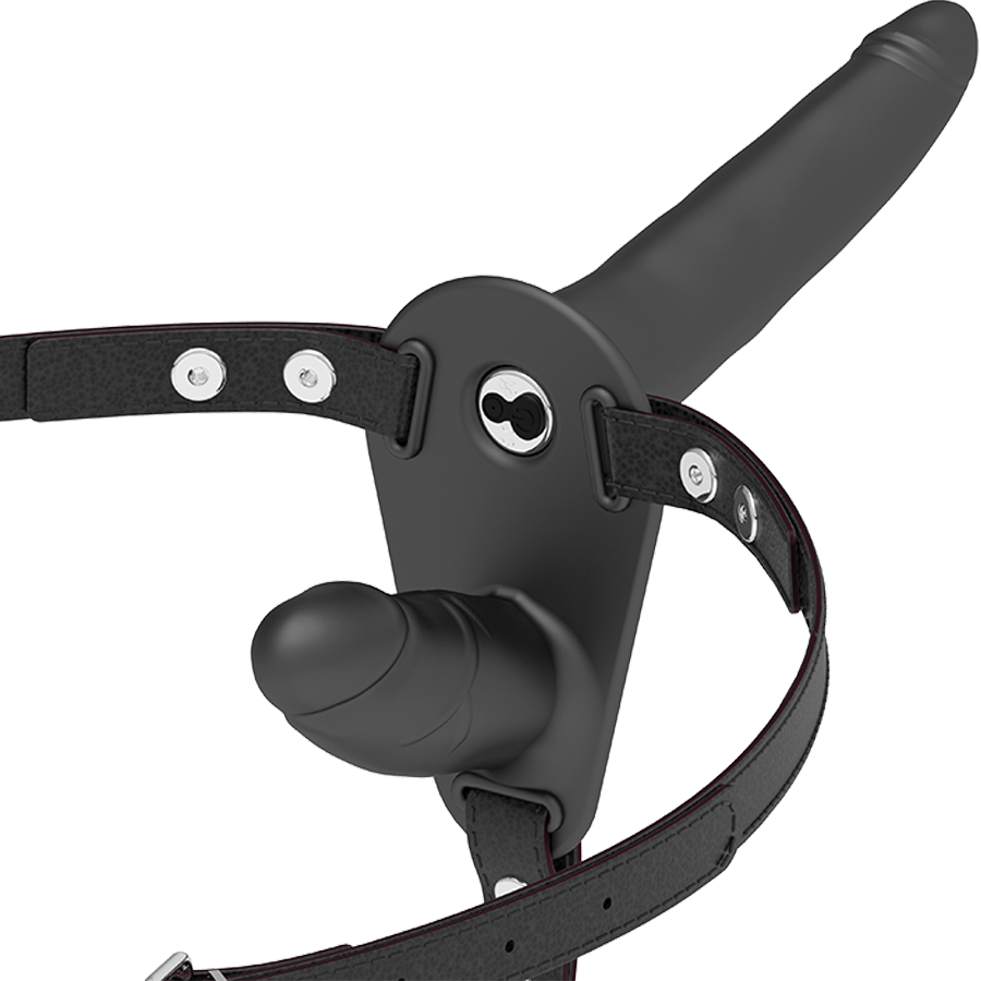 🔥 FETISH SUBMISSIVE – Harnais Noir Double Pénétration avec Vibrations