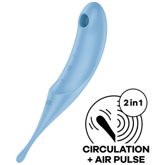 ✨ SATISFYER Twirling Pro Air Pulse – Stimulateur Clitoridien & Vibromasseur 2-en-1 (Bleu)