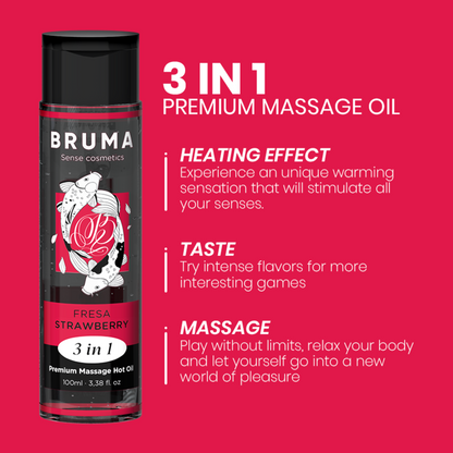 🥵 Huile de Massage Gourmande Fraise 3 en 1 – Effet Chaleur – 100ml