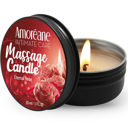 🔥 AMOREANE – Bougie de Massage Rose Éternelle 30 ml