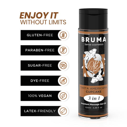 🍰 BRUMA – Huile de Massage Premium Effet Chaleur 3 en 1 – Saveur Cupcake – 100 ml
