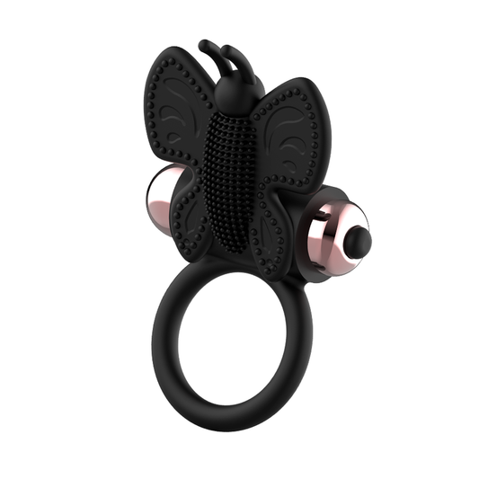 COQUETTE CHIC DESIRE – Cockring Vibrant Papillon Noir & Or | Élégance et Plaisir Intense